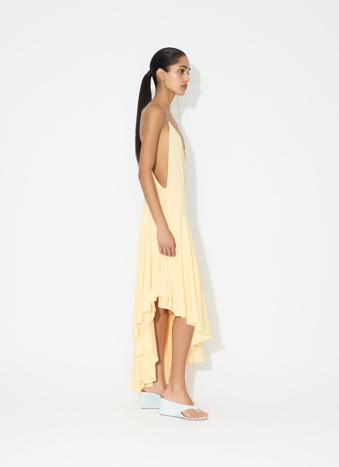 MATTE JERSEY ASYMMETRICAL SLIP DRESS ALAÏA YELLOW MATTE JERSEY ASYMMETRICAL SLIP DRESS